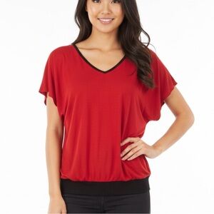 Red V-Neck Top with Tie Back Size S 2021*